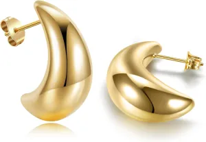 Titanium Chunky 316L Surgical Stainless Steel Stud Earrings Hypoallergenic for Sensitive Ear for Women Men Post Piercing Set Waterdrop Dome Teardrop Lobe Ear Stud