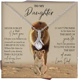 To My Daughter Gift Necklace From Dad or Mom - Badass Daughter Jewelry With Heartfelt Message & Elegant Box