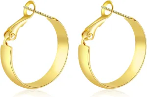 ToHeart 14k Gold Hoop Earrings for Womens Rectangle Hoop Earrings Gold Plated Small Hoops