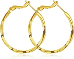 ToHeart 14k Gold Hoop Earrings for Womens Rectangle Hoop Earrings Gold Plated Small Hoops