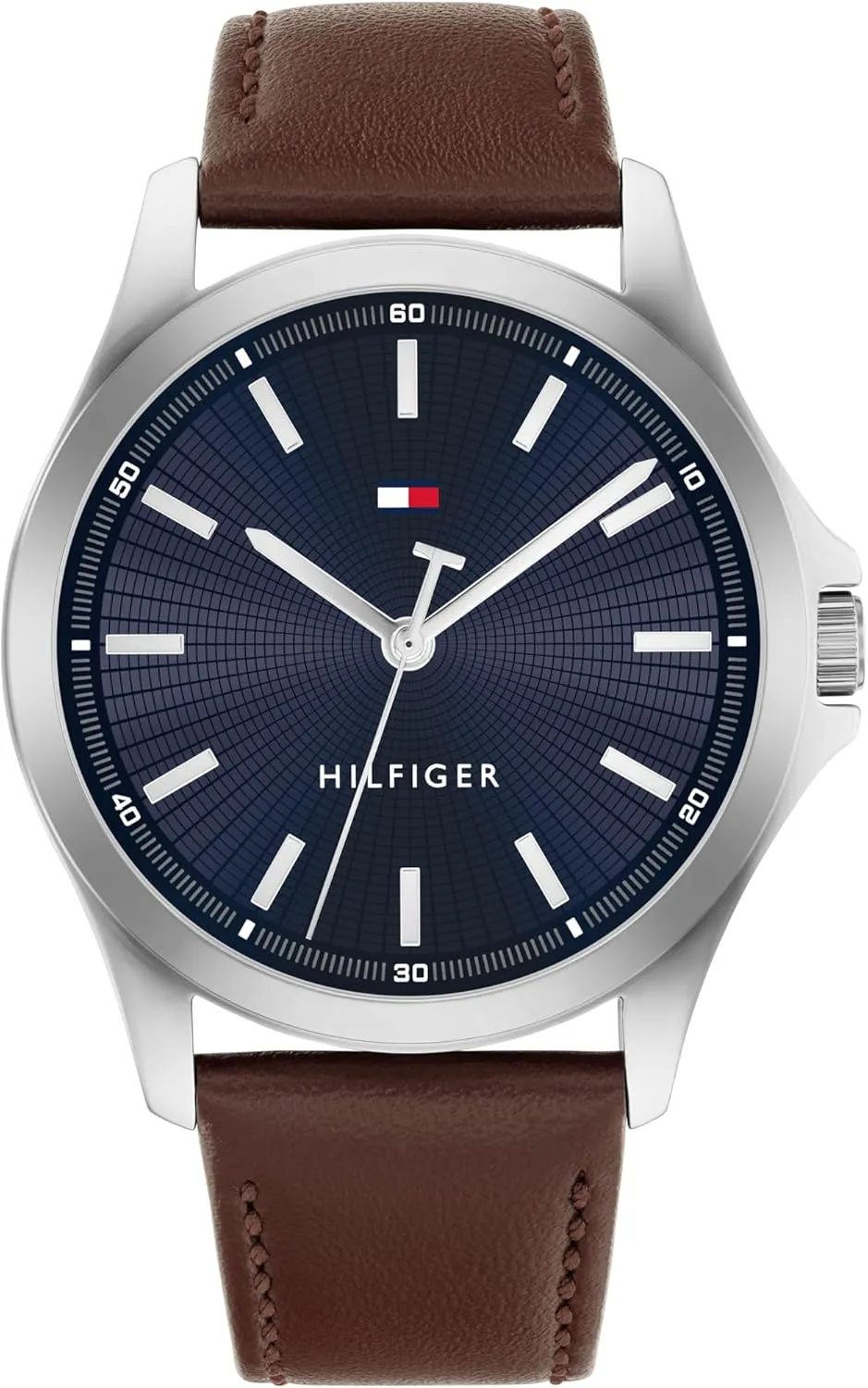 Tommy Hilfiger Men's 3-Hand Quartz Watch  42mm Case, Leather Strap, 3 ATM Water Resistant, Modern Everyday Timepiece, Gift for Him