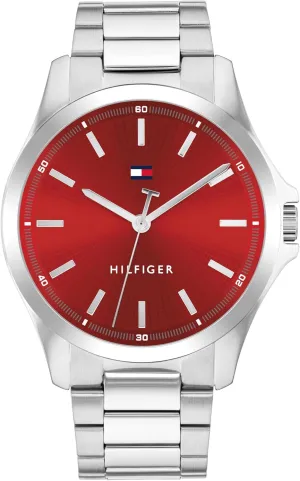Tommy Hilfiger Men's 3H Quartz Watch, Stainless Steel Bracelet, Water Resistant 3 ATM, Modern and Stylish Timepiece, Gift for Him, 42mm
