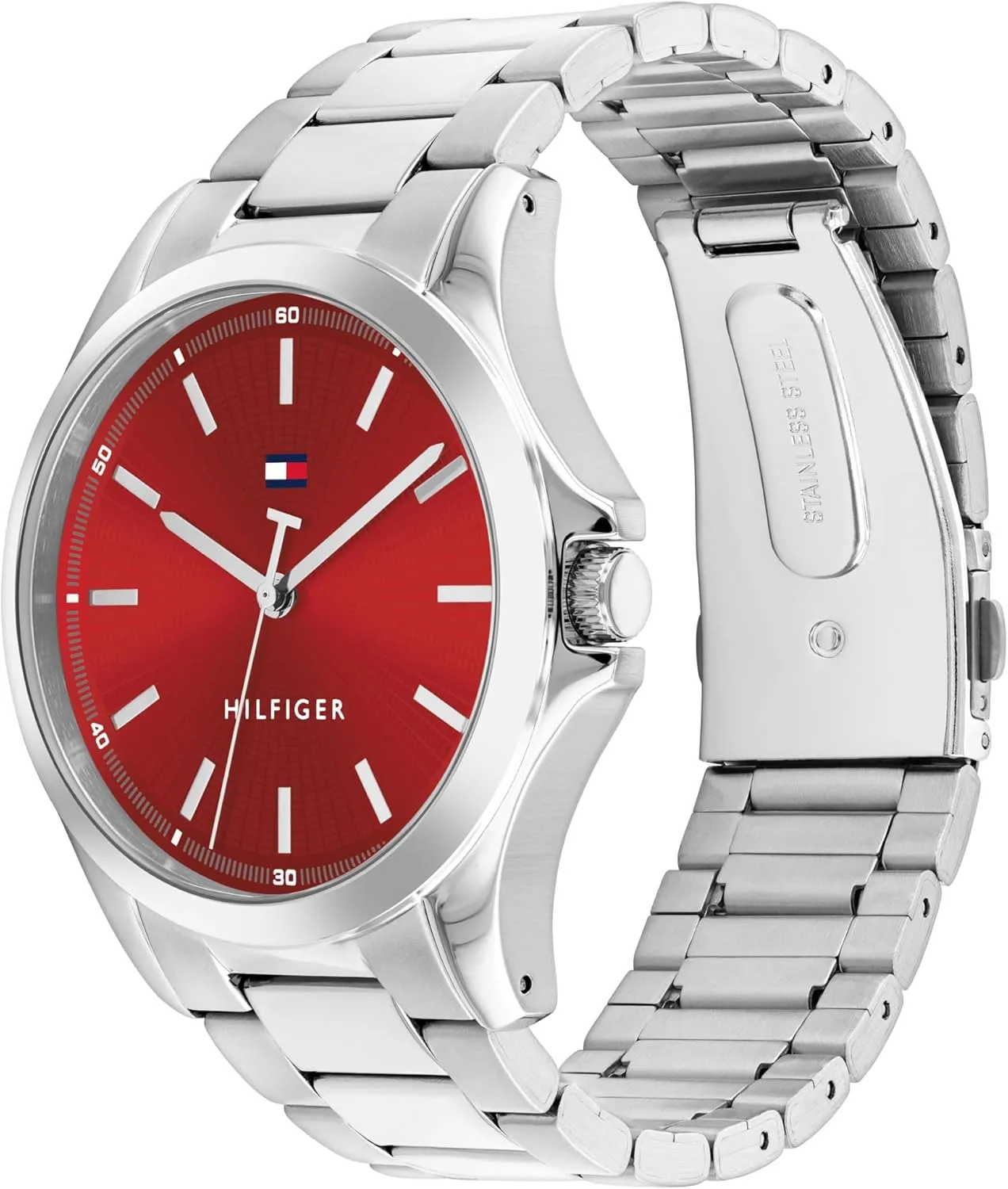 Tommy Hilfiger Men's 3H Quartz Watch, Stainless Steel Bracelet, Water Resistant 3 ATM, Modern and Stylish Timepiece, Gift for Him, 42mm
