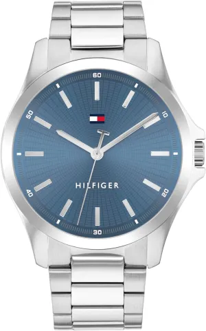 Tommy Hilfiger Men's 3H Quartz Watch, Stainless Steel Bracelet, Water Resistant 3 ATM, Modern and Stylish Timepiece, Gift for Him, 42mm