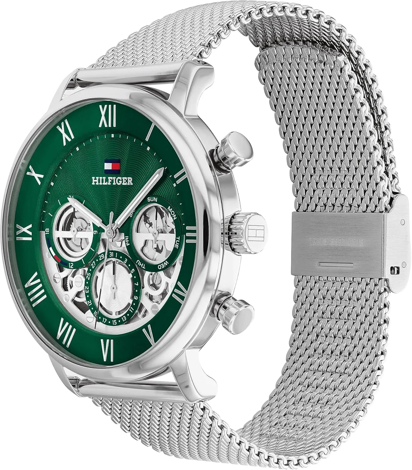 Tommy Hilfiger Men's Multifunction Quartz Watch  Classic Roman Numerals, Open-Heart Dial, Modern Dress Watch, Gift for Him