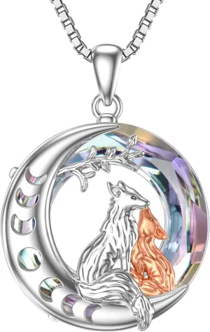 TOUPOP Fox Necklace for Women s925 Sterling Silver Animal Foxes Pendant Necklaces with Crystal Birthday Anniversary Jewelry Gifts for Her Mom Wife Girlfriend Sister