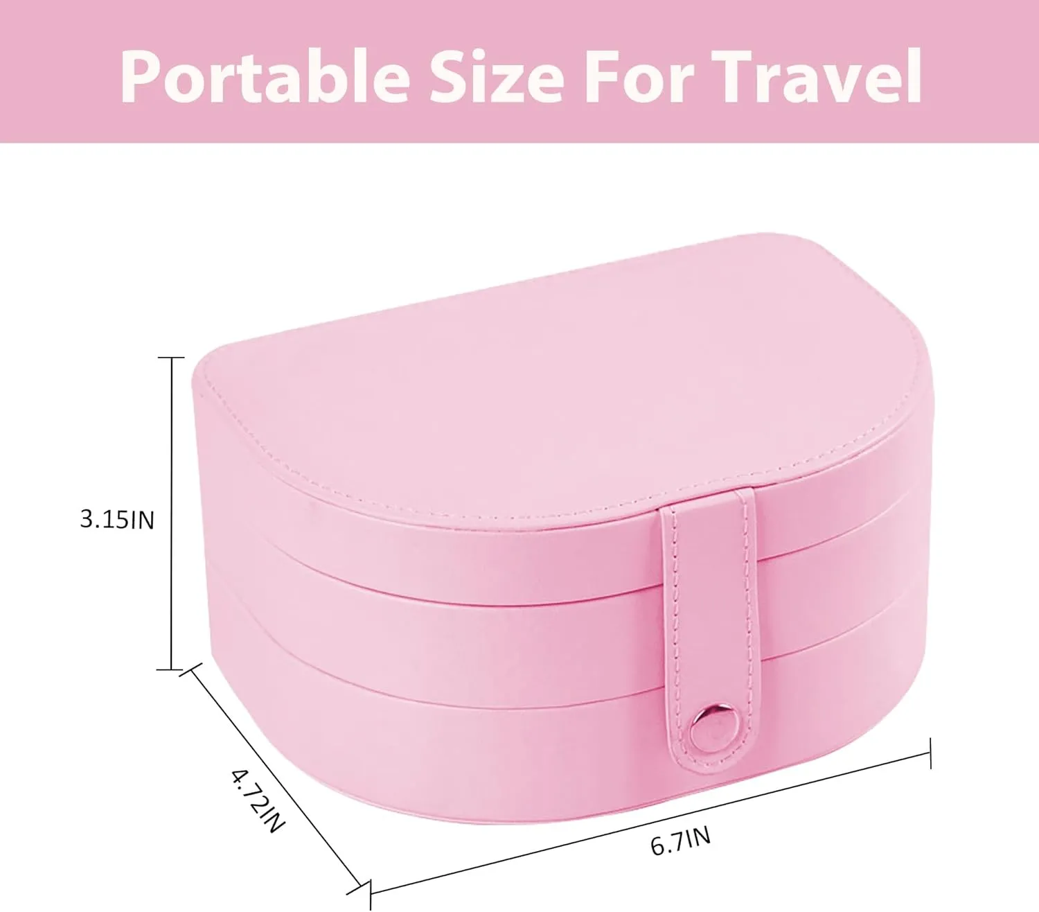 Travel Jewelry Case, PU Leather Small Jewelry Box,Travel Jewelry Organizer Storage Case, 2 Layer Jewelry Storage Case for Rings Earrings Necklace Bracelets Jewelry for Women Girls