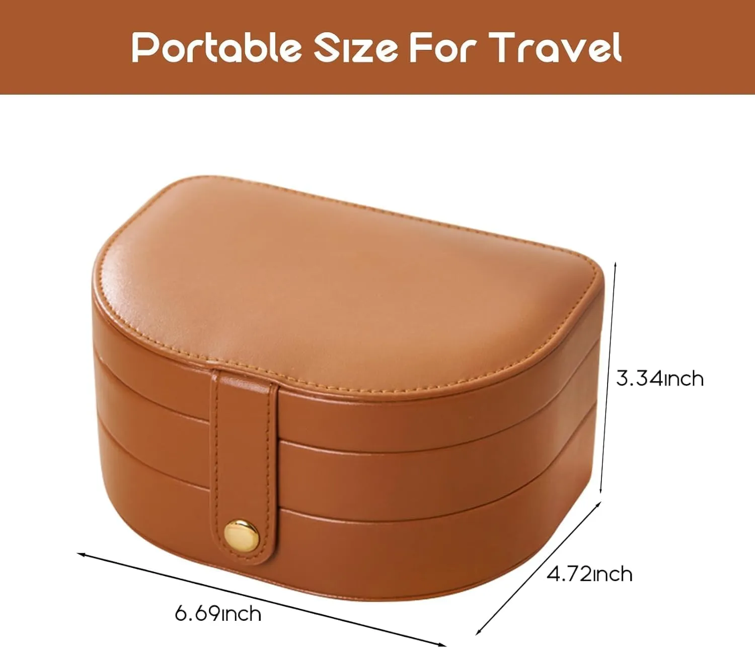 Travel Jewelry Organizer, Portable PU Leather Jewelry Boxes,Travel Jewelry Case, 3 Layer Jewelry Storage Holder, Christmas Gifts for Women Girls Rings Earrings Necklaces