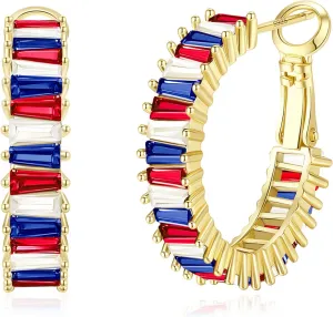 Trendy CZ Gold Hoop Earrings for Women, Lightweight Chunky Silver Earrings for Women 14K Real Gold Plated Hoops Earrings Hypoallergenic Earrings Jewelry