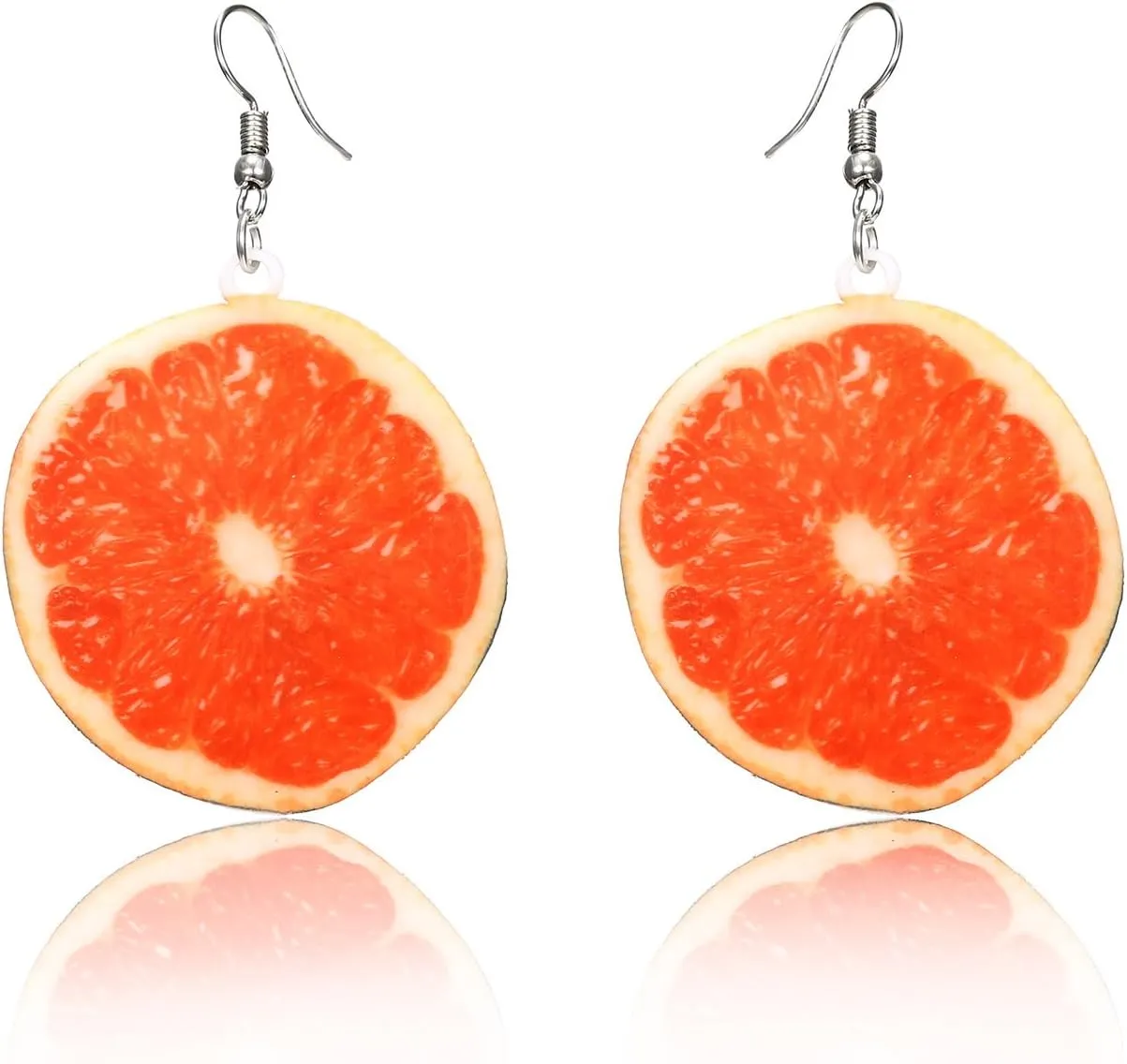 Trendy Statement Creative Funny Lifelike Fruits Acrylic Earrings for Women (Grapefruit)