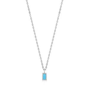 Turquoise Drop Pendant Silver Necklace Turquoise Drop Pendant Silver Necklace