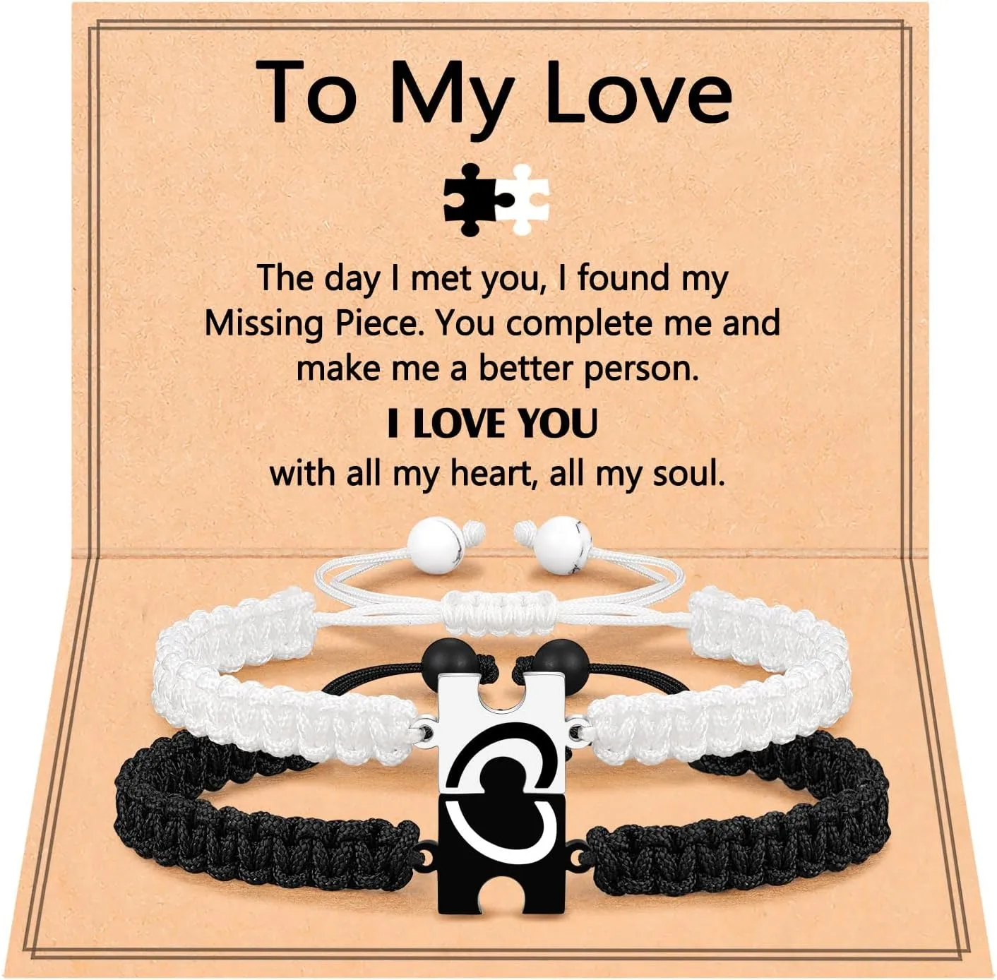 UNGENT THEM You Are My Missing Piece of The Puzzle - Couples Bracelets Anniversary Christmas I Love You Sweetest Valentines Day Gifts for Women Men Boyfriend Girlfriend