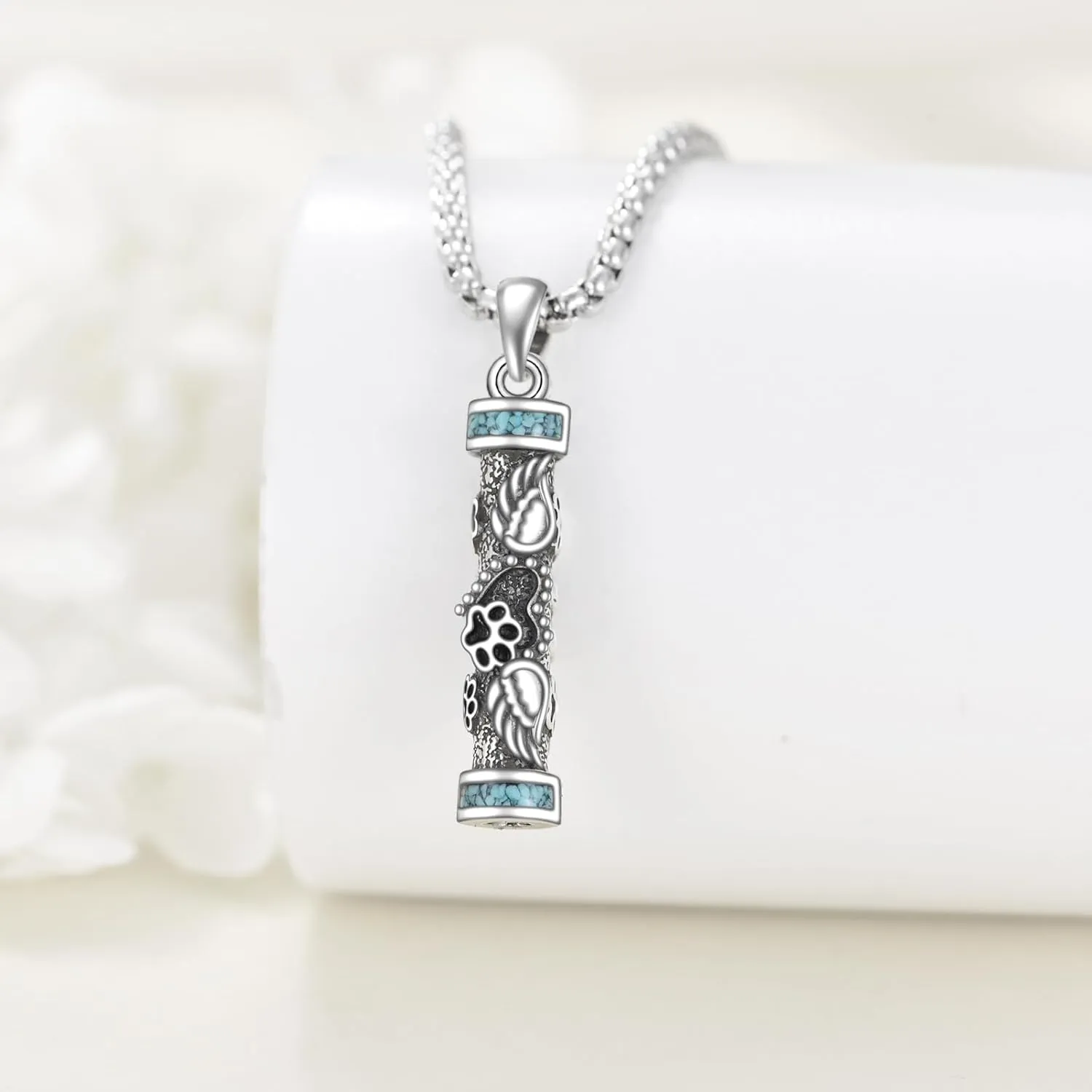 Urn Necklaces for Ashes Sterling Silver Cylinder Memorial Pendant for Loved Ones Keepsake Cremation Jewelry Gifts for Women Men