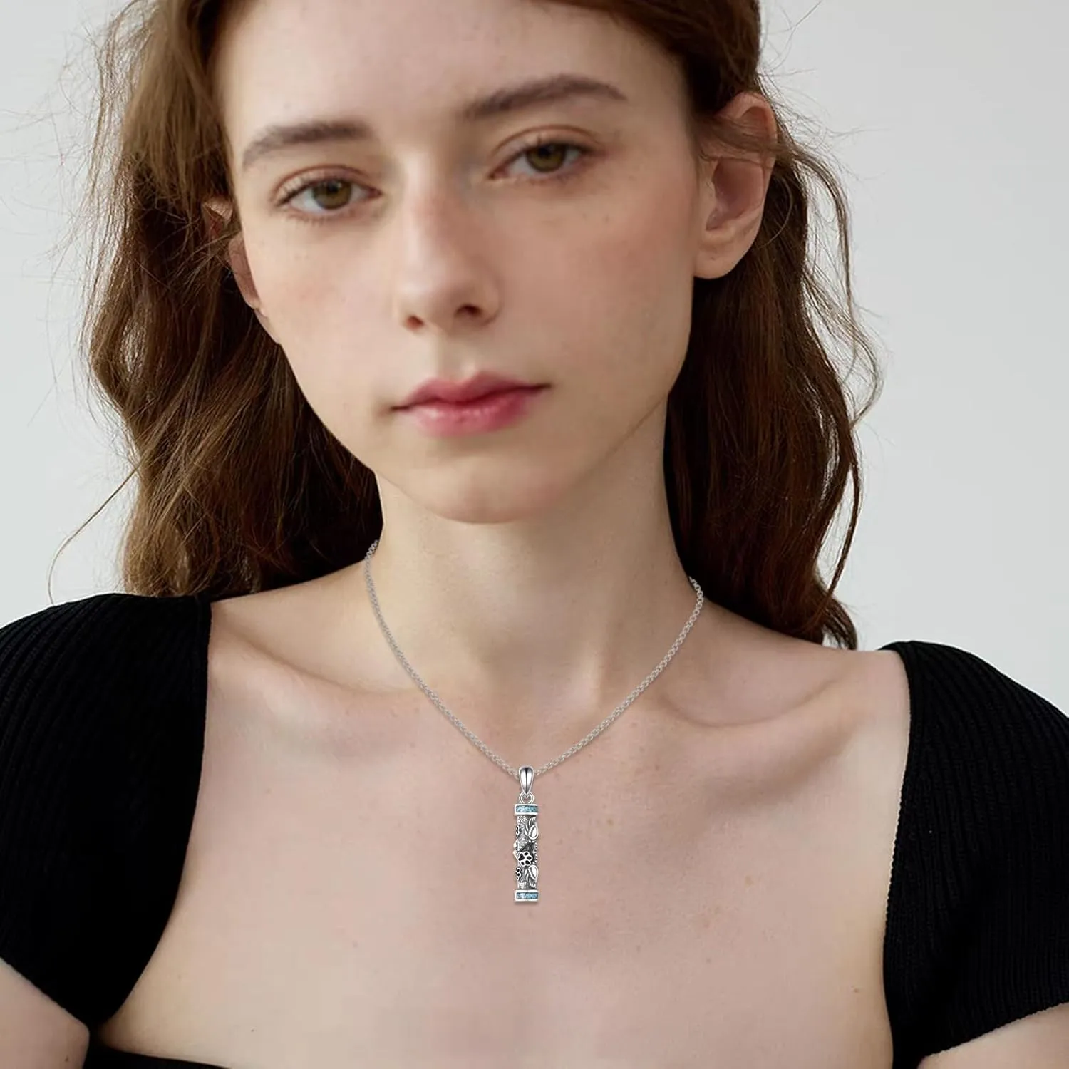 Urn Necklaces for Ashes Sterling Silver Cylinder Memorial Pendant for Loved Ones Keepsake Cremation Jewelry Gifts for Women Men