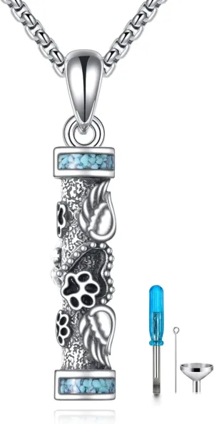 Urn Necklaces for Ashes Sterling Silver Cylinder Memorial Pendant for Loved Ones Keepsake Cremation Jewelry Gifts for Women Men