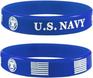 US Navy American Flag Bracelets for Men Women,Blue Green Rubber US Navy Wristband Stretch Bracelets for America Patriotic,Navy,Veterna and Sport Fans,Independence Day Decoration Gifts