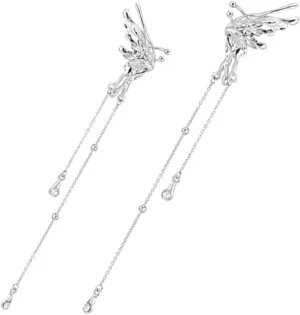 VALICLUD 1 Pair Dangle Butterflies Ear Cuff Clips Non Piercing Earrings for Comfortable Wear for Any Occasion Lightweight Design Fashionable Ear Accessories