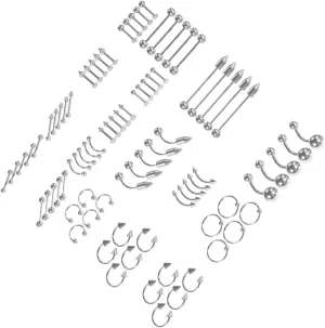 VALICLUD Fashionable Jewelry Set 1 Set of Tongue Piercing Ring Lip Labret Nose Piercing Ornament Body Jewelry Stainless Steel Party Accessory
