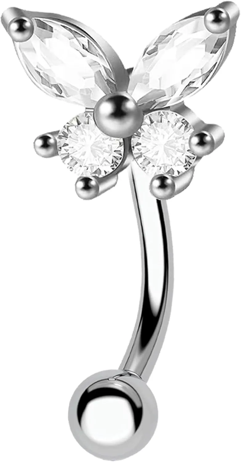 VERAMI 16G G23 Titanium Rook Earrings Rook Jewelry for Women F136 Titanium 16G Heart Rook Eyebrow Piercing Jewerly 10mm Internal Thread Flower Eyebrow Rings Eyebrow Barbell Vertical Labret Stud