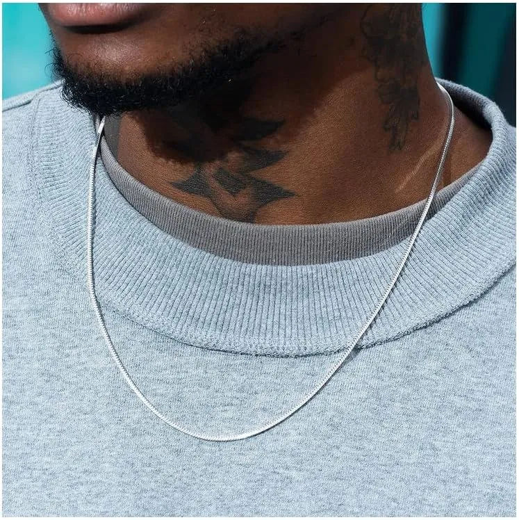 Verona Jewelers Sterling Silver 1MM, 1.5MM Italian 8 Sided Diamond Cut Snake Necklace Chain- Diamond Cut Silver Necklace, 925 Sterling Silver Necklace, Necklace for Pendants,