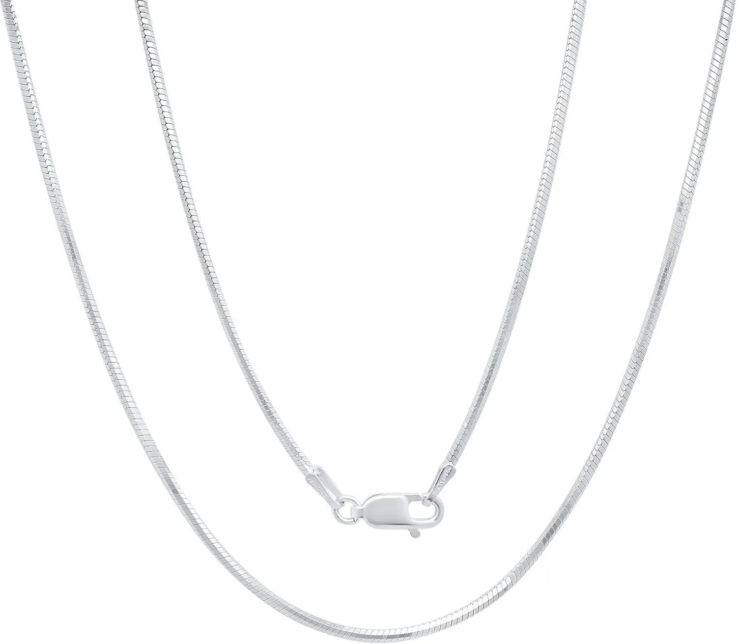 Verona Jewelers Sterling Silver 1MM, 1.5MM Italian 8 Sided Diamond Cut Snake Necklace Chain- Diamond Cut Silver Necklace, 925 Sterling Silver Necklace, Necklace for Pendants,