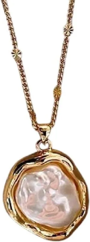 Vintage Irregular Pendant Necklace For Women Elegant Romantic Big Imitation Pearl Beads Collar Wedding Jewelry
