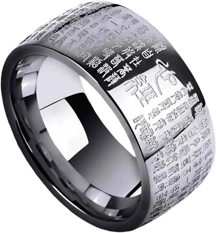 Vintage Men's Buddha Heart Sutra Signet Faith Thumb Ring Retro Rimbuu Sutra Mantra Runes Amulet Rings For Women Men On Fingers VHM5607