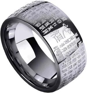 Vintage Men's Buddha Heart Sutra Signet Faith Thumb Ring Retro Rimbuu Sutra Mantra Runes Amulet Rings For Women Men On Fingers VHM5607