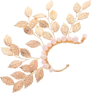 Vintage Style No Piercing Ear Clip Metal Leaf Crystal Ear Cuff for Women Fashionable Elegant Accessory for Evening Dresses and Casual Outfits Design