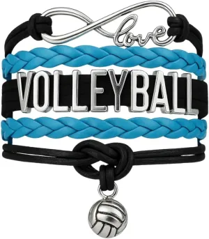 Volleyball Bracelets For Girls- Ideal Volleyball Gifts & Souvenirs. Adjustable Charm Bracelet with Moveable Letters, Infinity Symbol & Silver Volleyball Charm. Fashionable Bracelets by SportyBella.