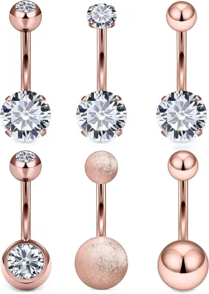 Vsnnsns Shiny Cubic Zirconia Belly Button Piercing - 14G, 8MM-14MM Navel Rings for Women and Men, 316L Stainless Steel