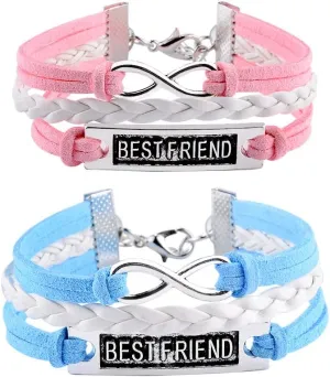 VU100 Matching Couples Friendship Bracelets Love Knot Infinity Charm Best Friend Bracelets Anniversary Birthday Gifts for Women Men Teen Friends