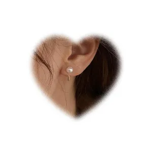 W WEILIRIAN Boho Pearl Ear Jacket Earrings Gold Pearl Stud Earrings Pearl Wedding Earrings Two Ways Front Back Earrings Jewelry for Women and Girls Gifts