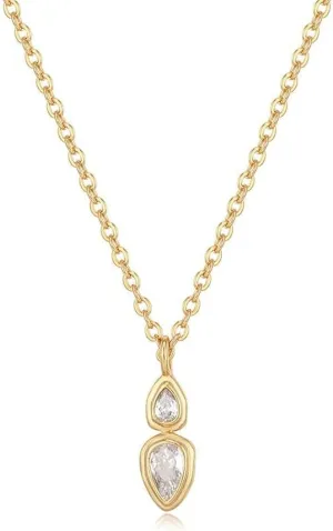 Water Drop Pear Marquise Asscher Cut Zircon Pendant Stacked Necklace Simple and Fashionable 18K Gold Plated Copper Multi Layered Zircon Necklace