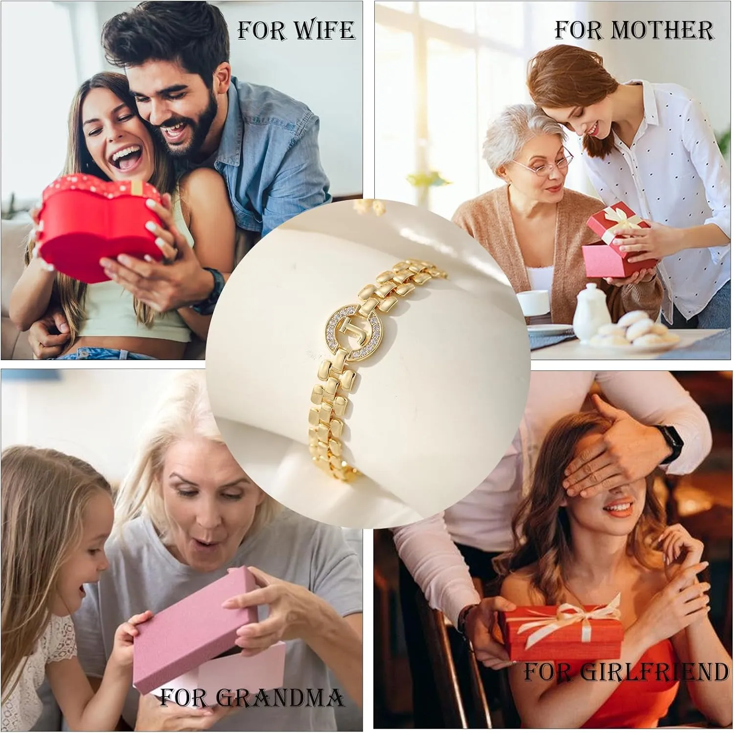 WEDDINEN Initial Bracelets for Women, 14K Gold Plated Letter A-Z Bracelets with Diamonds,Thick Chain Bracelet for Women trendy Jewelry Gifts