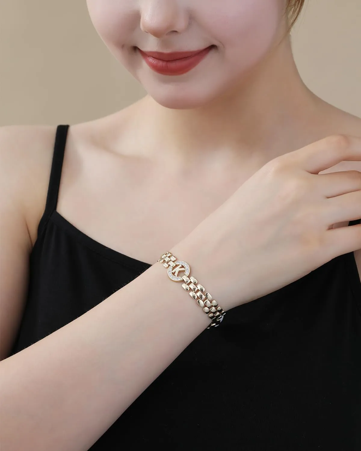 WEDDINEN Initial Bracelets for Women, 14K Gold Plated Letter A-Z Bracelets with Diamonds,Thick Chain Bracelet for Women trendy Jewelry Gifts