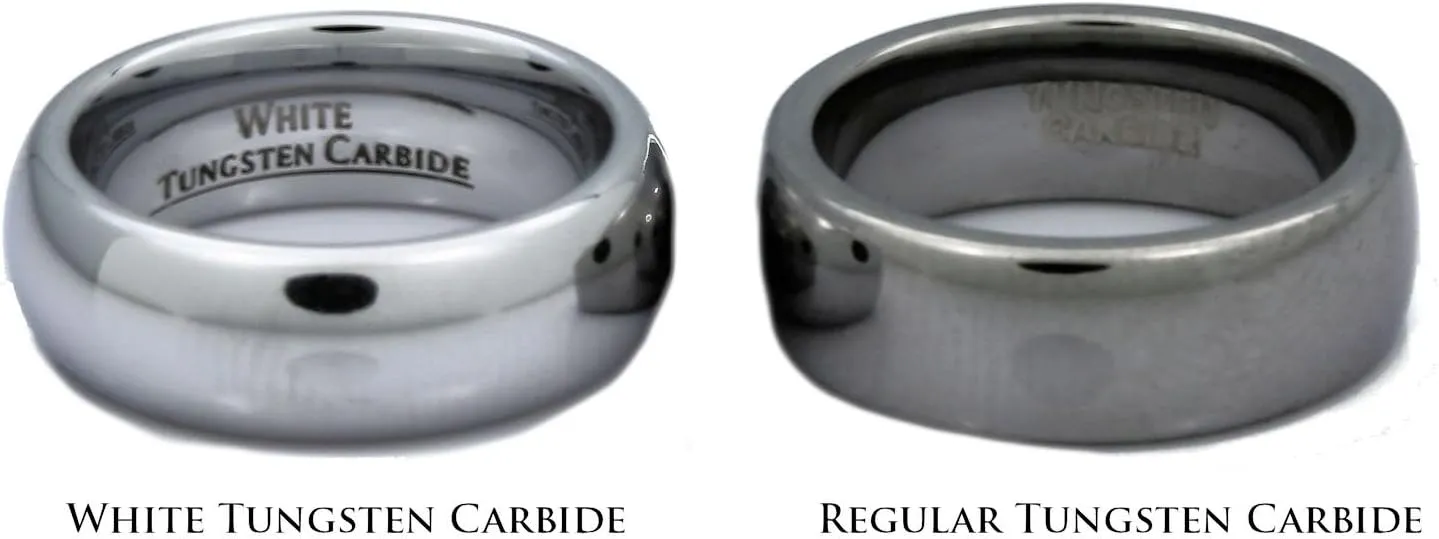 White Tungsten Carbide Brushed Classic Domed 3mm or 6mm Wedding COMFORT FIT Ring