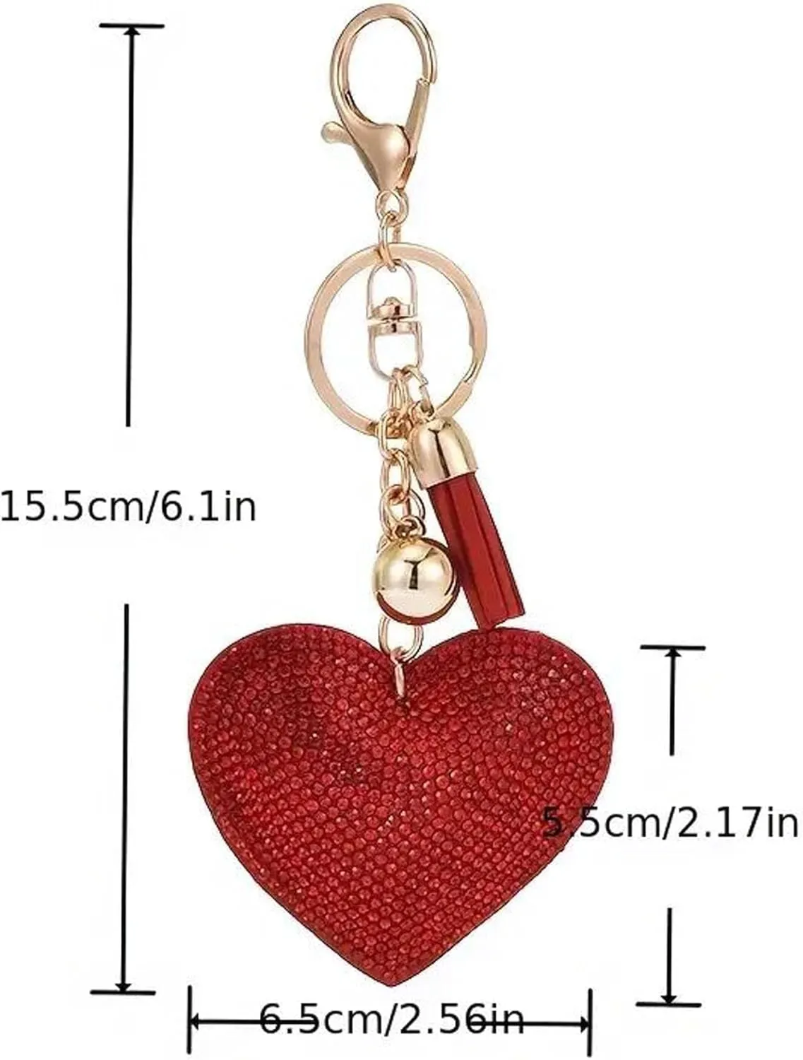 Women Heart Fashion Keychain Cute Shiny Rhinestone Butterfly Women Pendant Key Ring for Purse Handbags