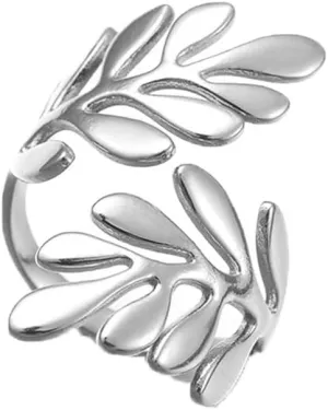 Women Ring, Stainless Steel Double Layer Leaf 18K Titanium Steel Adjustable Opening Ring Ring, Specially Designed for Fashionable Women, Suitable for - Various Festival Party Jewelry Gifts