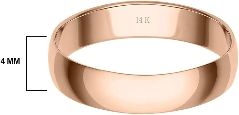 Women's 10K or 14K Rose, White or Yellow Gold 4MM Petite Classic Plain Wedding Band by Brilliant Expressions