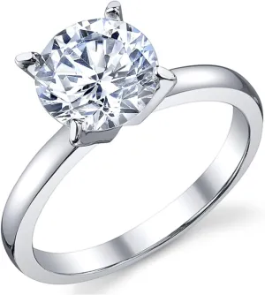 Women's 2Ct. Solitaire Round Brilliant Cubic Zirconia Sterling Silver 925 Wedding Engagement Ring