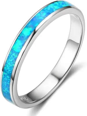 Women's Fantastic Natural White Opal Finger Rings Wedding Anniversary Jewelry Classic Ring