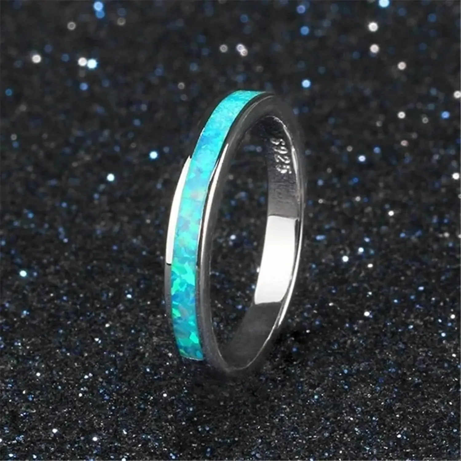 Women's Fantastic Natural White Opal Finger Rings Wedding Anniversary Jewelry Classic Ring
