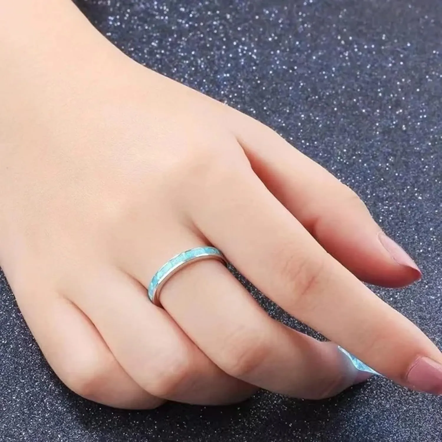 Women's Fantastic Natural White Opal Finger Rings Wedding Anniversary Jewelry Classic Ring