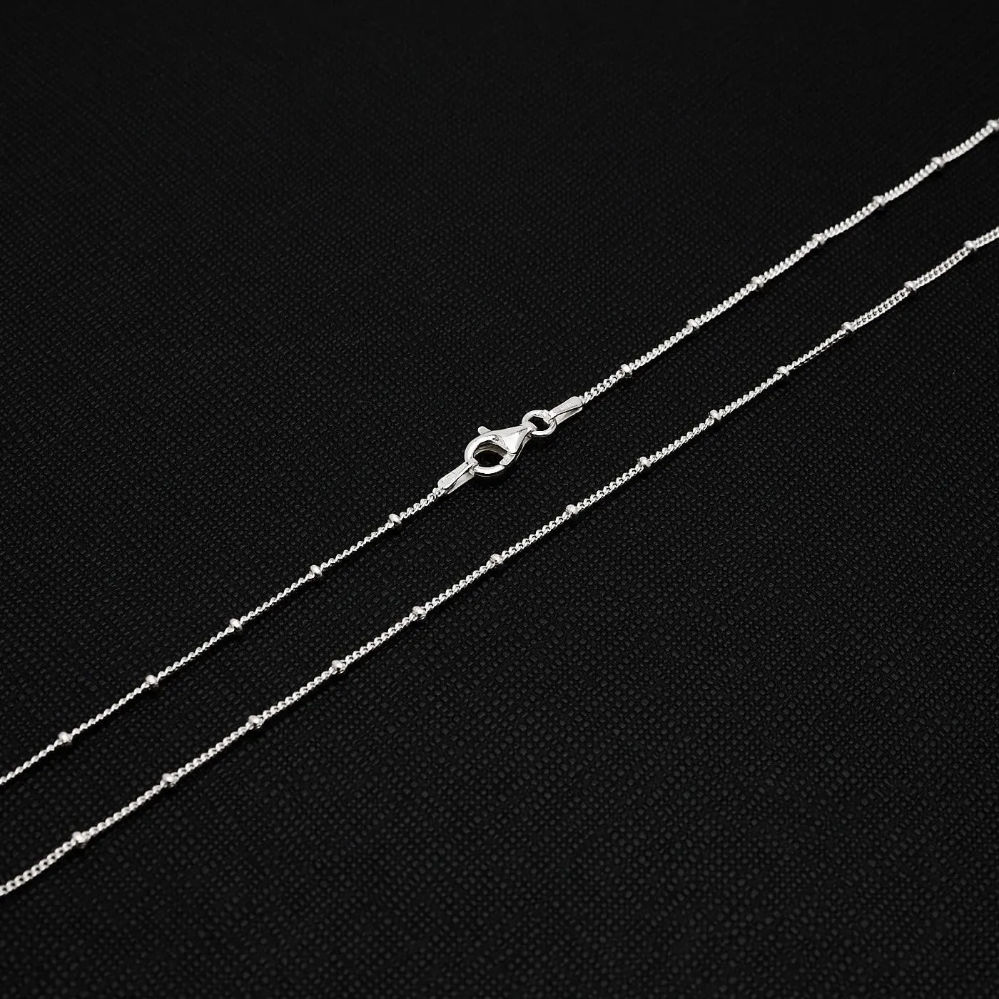 Women's Silver Beads Necklace | 925 Silver Italian Chain Layered Stacking Necklace Curb Ball Chain Necklace for Women and Girls 16" 18" 19" 20" 21" 22" 24" in