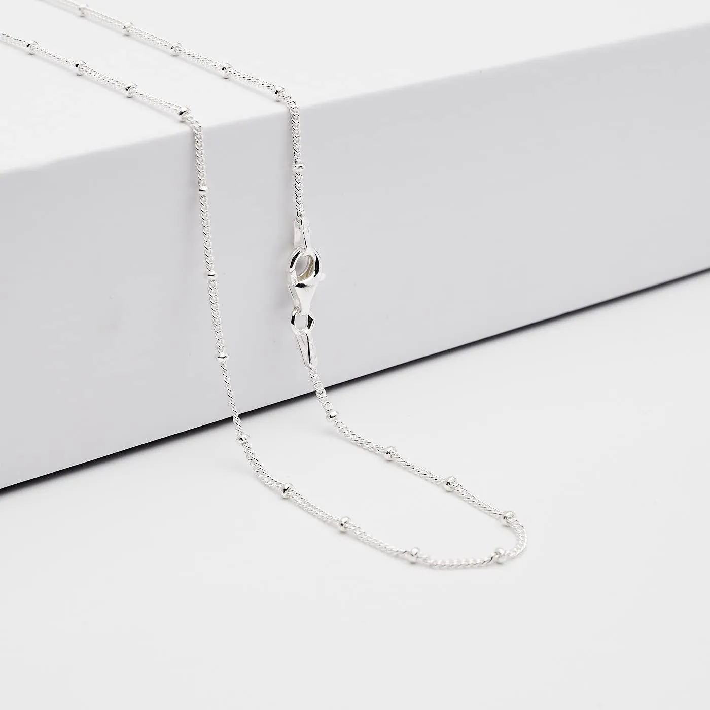 Women's Silver Beads Necklace | 925 Silver Italian Chain Layered Stacking Necklace Curb Ball Chain Necklace for Women and Girls 16" 18" 19" 20" 21" 22" 24" in