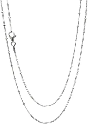 Women's Silver Beads Necklace | 925 Silver Italian Chain Layered Stacking Necklace Curb Ball Chain Necklace for Women and Girls 16" 18" 19" 20" 21" 22" 24" in