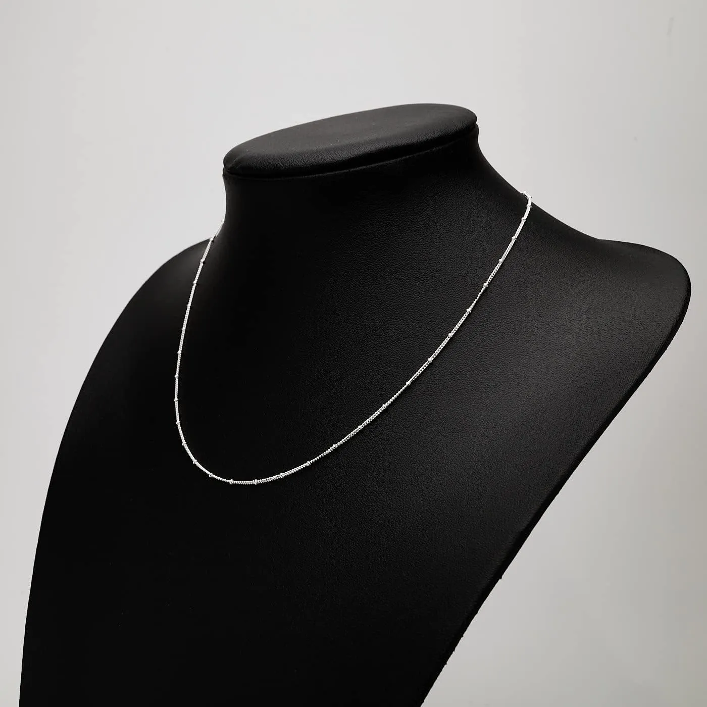 Women's Silver Beads Necklace | 925 Silver Italian Chain Layered Stacking Necklace Curb Ball Chain Necklace for Women and Girls 16" 18" 19" 20" 21" 22" 24" in