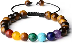 XIANNVXI Chakra Bracelet 7 Chakras Bracelets Healing Crystals Bracelet Yoga Stone Beads Bracelets Meditation Relax Anxiety Bangle for Womens Mens