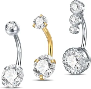 Xpircn Belly Button Rir 14G Stainless Steel clear cZ Navel Rings Dangle Belly Body Piercing Jewelr